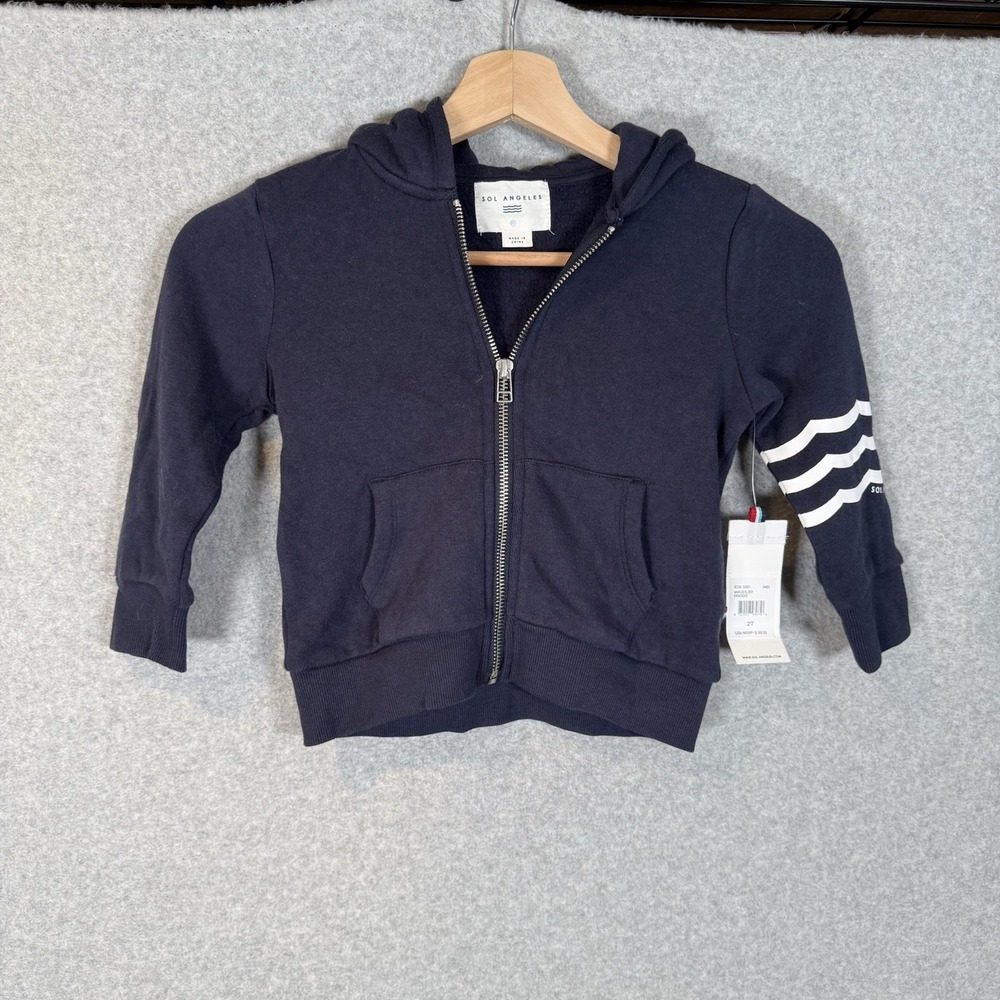 SOL ANGELES Boys Cotton Full Zipped Long Sleeve Jacket navy blue Size 2T